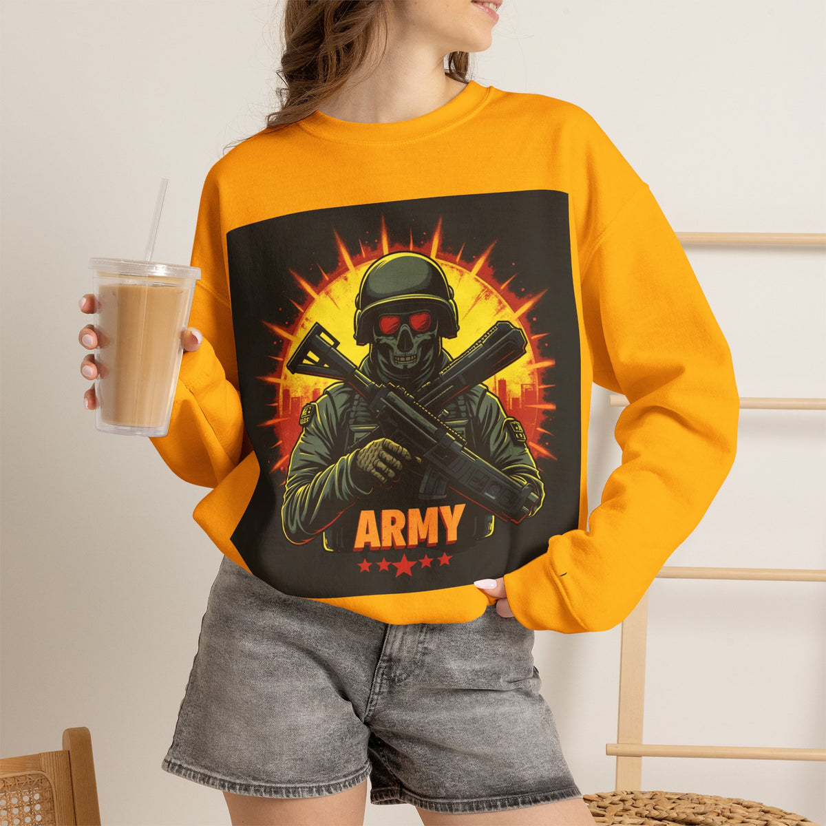 Army Tribute Skull Graphic Sweatshirt | Intuition Within