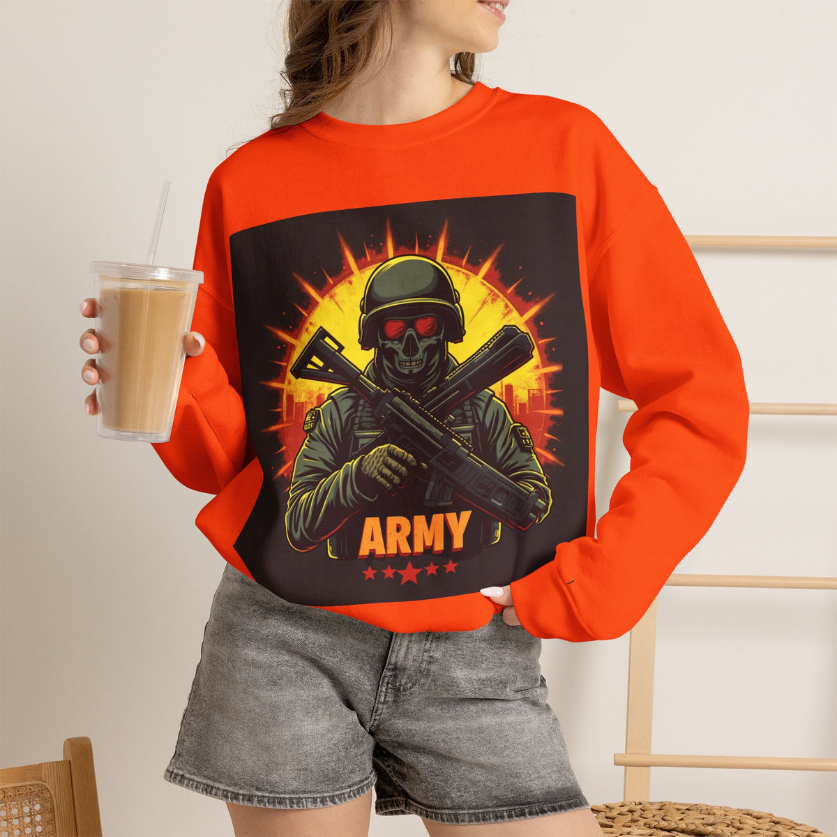 Army Tribute Skull Graphic Sweatshirt | Intuition Within